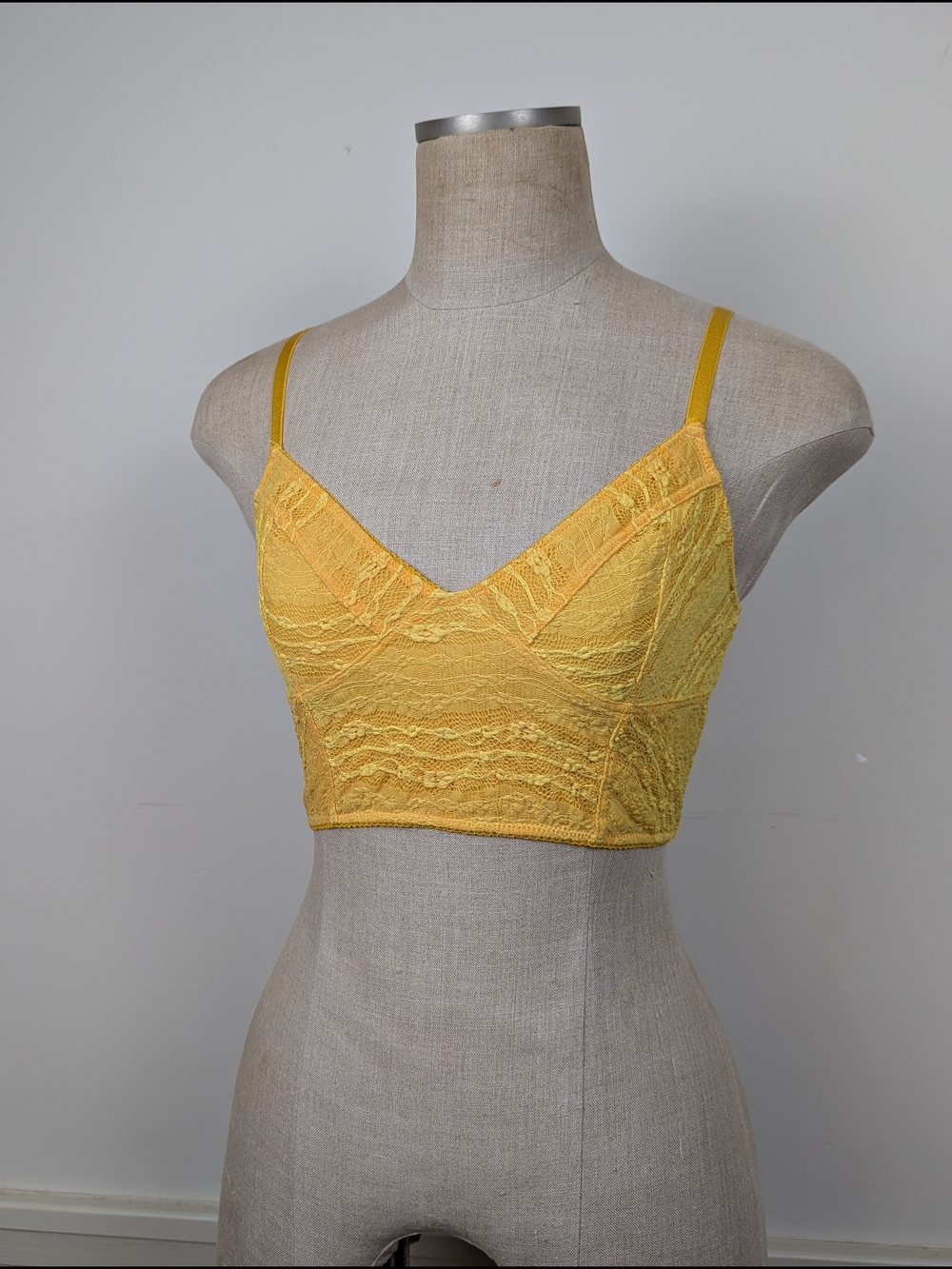 Free People Yellow Longline Lace Bralette